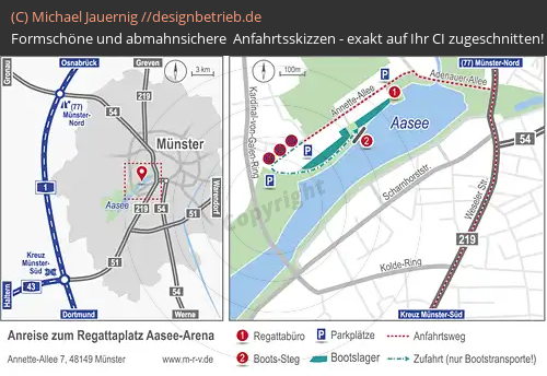 Anfahrtsskizzen erstellen / Anfahrtsskizze Aasee Münster   Münsteraner Regattaverein e.V. (481)