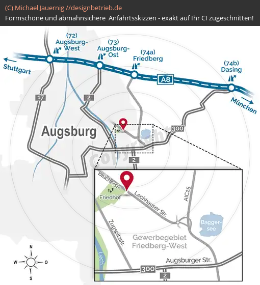 Anfahrtsskizzen erstellen / Anfahrtsskizze Augsburg   Kramer Steinmetzbetrieb GmbH (494)