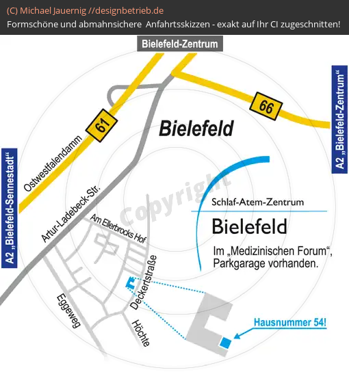 Anfahrtsskizzen erstellen / Anfahrtsskizze Bielefeld Deckertstraße   Schlaf-Atem-Zentrum Löwenstein Medical GmbH & Co. KG (503)
