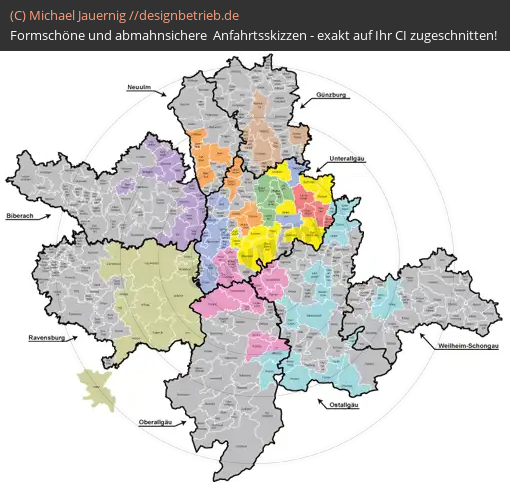 Anfahrtsskizzen erstellen / Anfahrtsskizze Landkreise Bayern und Baden-Württemberg   VR-Bank Memmingen eG (528)