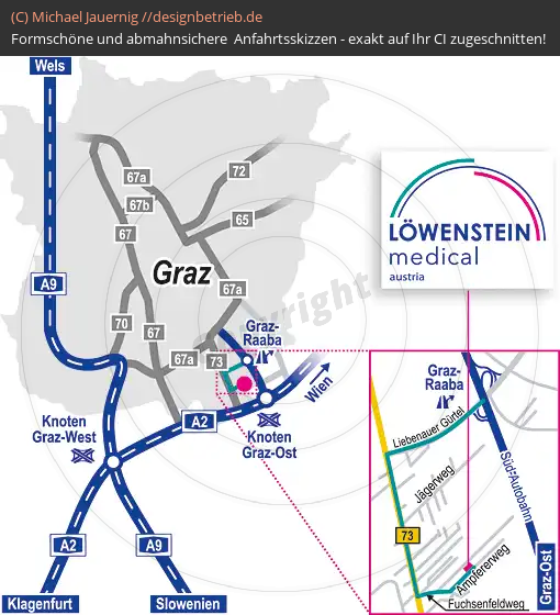 Anfahrtsskizzen erstellen / Anfahrtsskizze Graz   Niederlassung Löwenstein Medical GmbH & Co. KG (541)