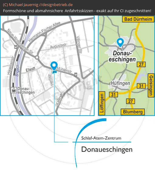 Anfahrtsskizzen erstellen / Anfahrtsskizze Donaueschingen   Schlaf-Atem-Zentrum | Löwenstein Medical GmbH & Co. KG (703)