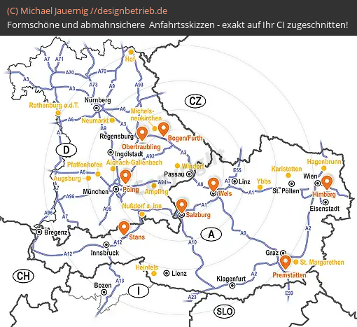 Lageplan Bayern, Österreich, Südtirol Regionenkarte Tschann Nutzfahrzeuge GmbH (775)